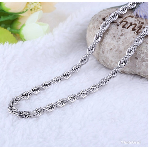 Unisex Party Wedding Gift Silver 3MM Rope Chain - Picture 5 of 11
